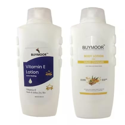 BUYMOOR Haldi Chandan & Vitamin E Deep Nourishing Skin Brightening Body Lotion Men & Women 1300 ML(Pack Of 2).