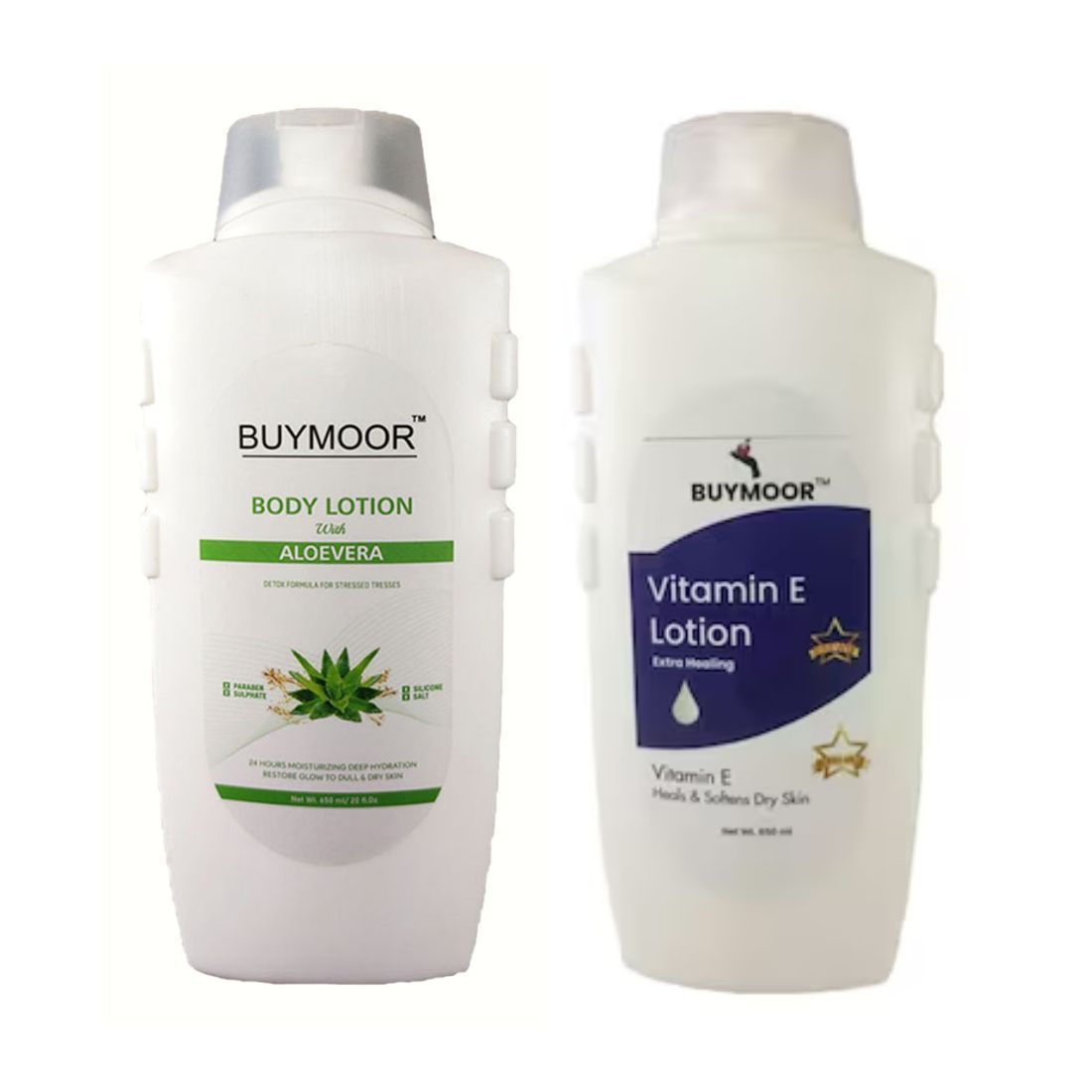 BUYMOOR Aleovera & Vitamin E Deep Nourishing Skin Brightening Body Lotion Men & Women 1300 ML(Pack Of 2).