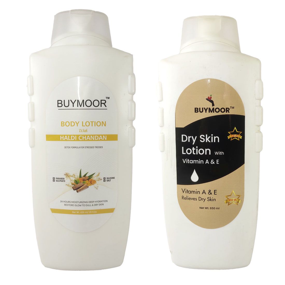 BUYMOOR Haldi Chandan & Vitamin A & E Deep Nourishing Skin Brightening Body Lotion Men & Women 1300 ML(Pack Of 2).