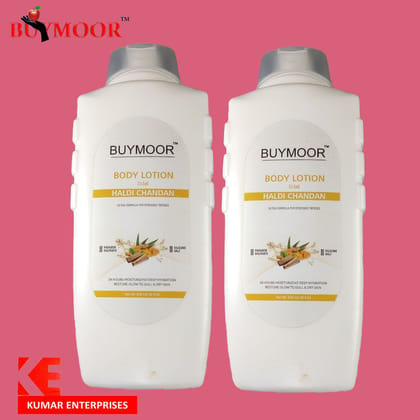 BUYMOOR Haldi Chandan Deep Nourishing Skin Brightening Body Lotion Men & Women 650 ML.Pack of 2.