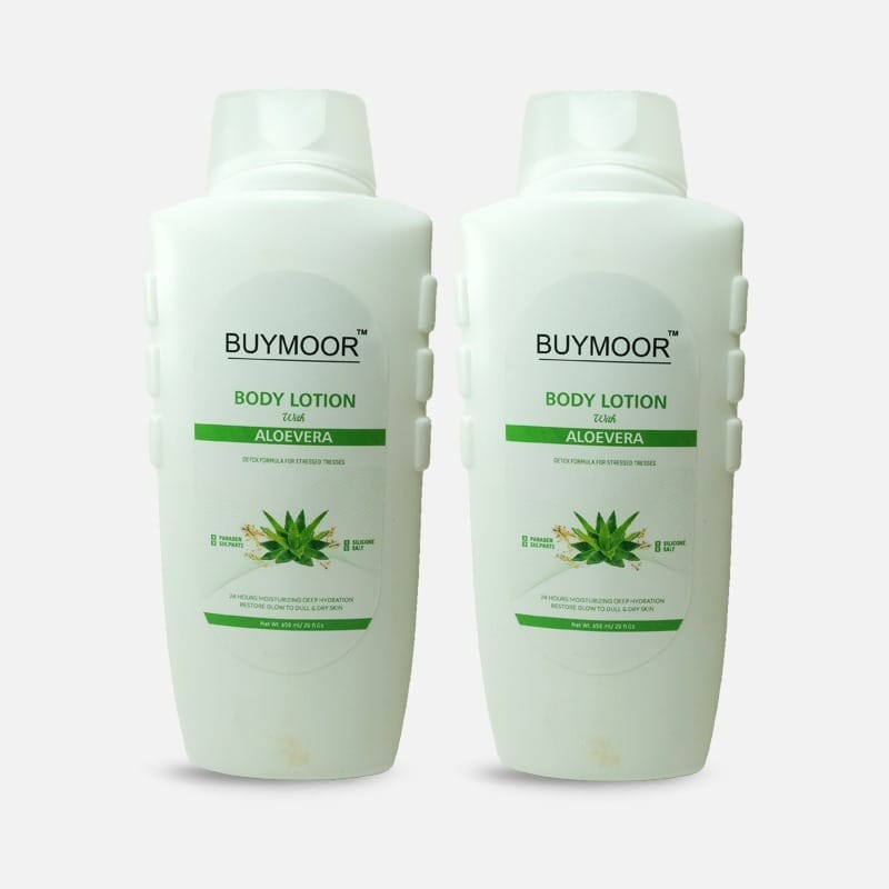 BUYMOOR Aloe Vera Deep Nourishing Skin Brightening Body Lotion Men & Women 650 ML.Pack of 2