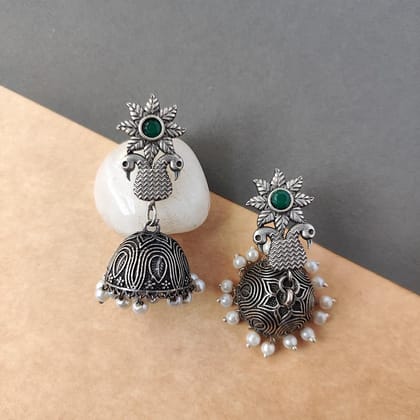 Beautiful Silver Look Alike Oxidized Jhumka Earring For Women And Girls