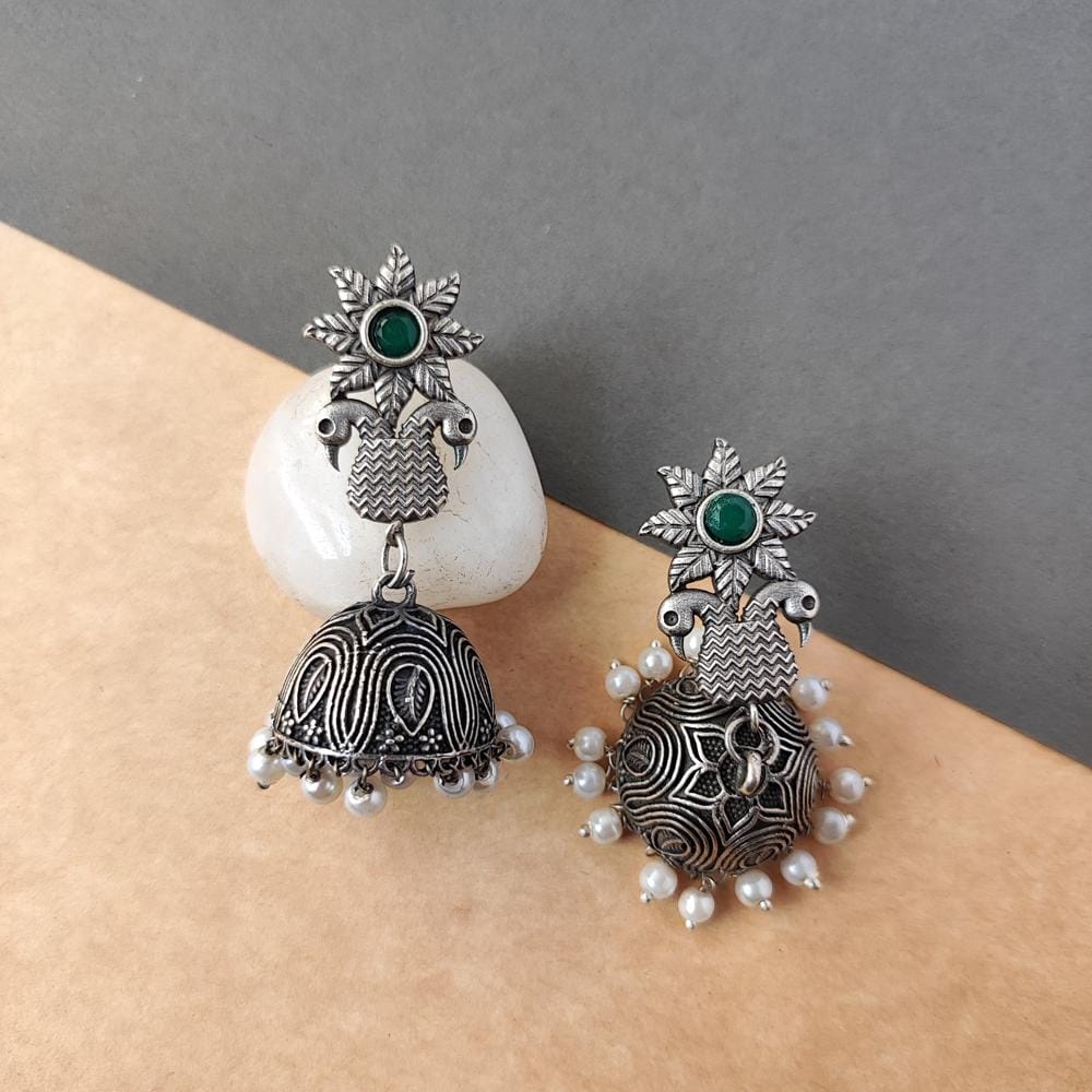 Beautiful Silver Look Alike Oxidized Jhumka Earring For Women And Girls