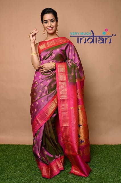 Bright Pink Soft Cotton Linen Saree with Golden Zari Border and Rich Pallu