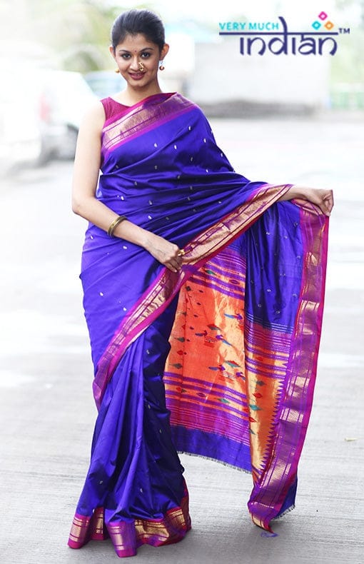 Pure Silk Handloom Yeola Paithani - Traditional Double Pallu