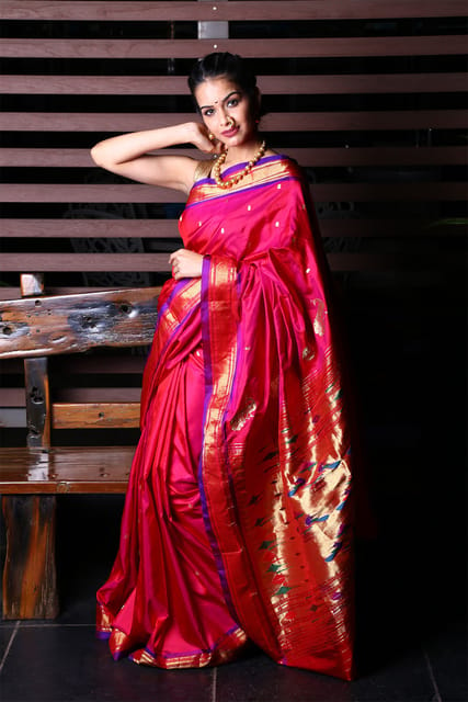 Paithani saree | Traditional bridal paithani sarees online from weavers |  TKPH00042