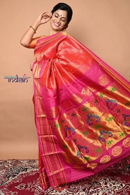 Silk Pure Semi Zari Maharani Paithani Sarees, With Blouse Piece, Hand Made  at Rs 21000 in Yeola