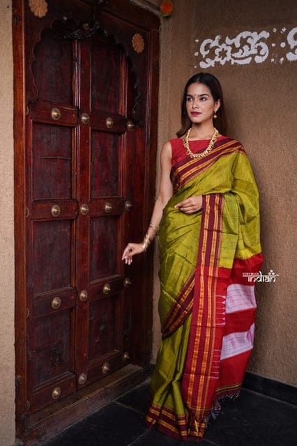 Green Red Ilkal Saree – Jarataari