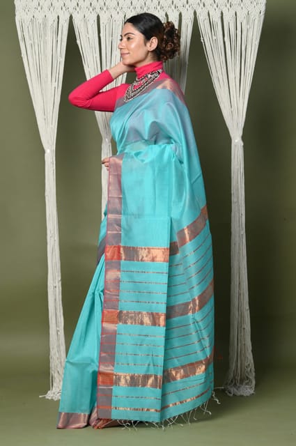 Elegant Pink Maheshwari Silk Cotton Saree