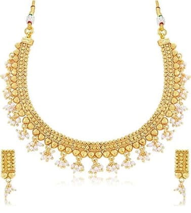 Glorious Gold Plated Wedding jewellery Pearl Chocker