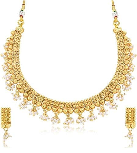 Glorious Gold Plated Wedding jewellery Pearl Chocker