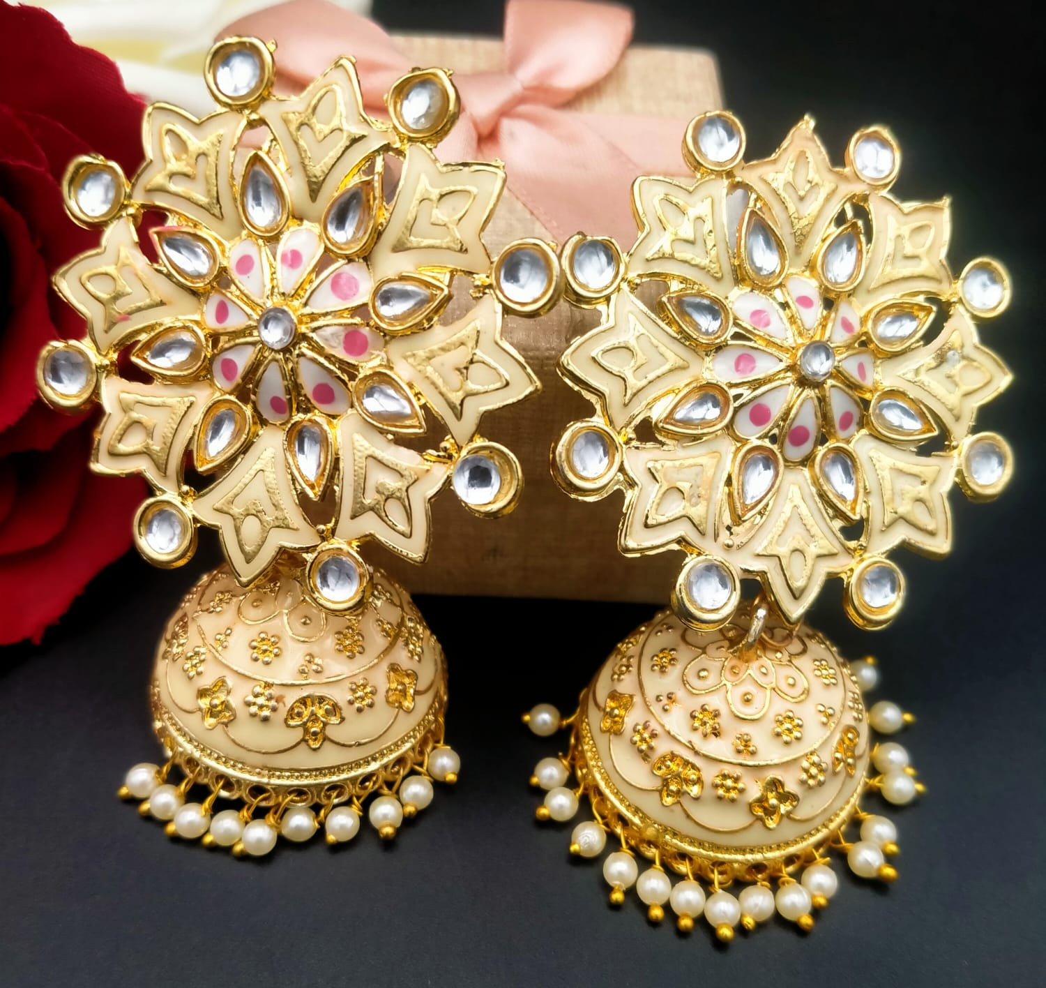 Stylish Ethnic Gold Plated Jhumki Earrings for Women