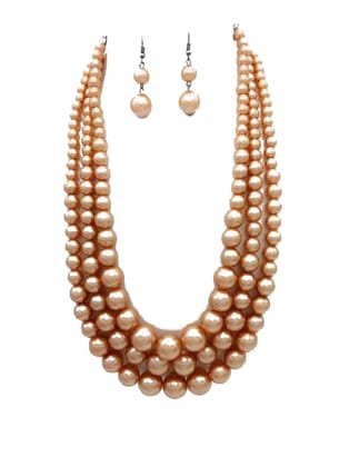 Three layer Long Beads Necklace Set for Women And Girls