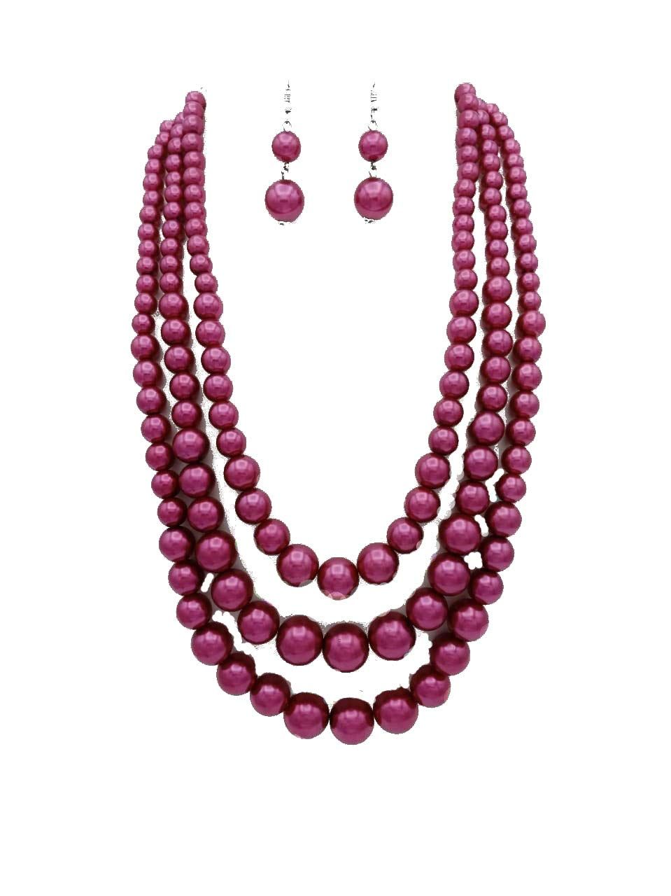 Three Layer Fancy Beads Necklace Set For Women