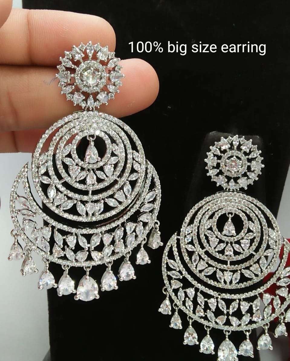 Big size chandbali rhodium plated women's and girls look like first choice