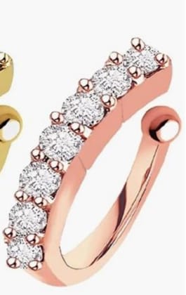 Sania Mirza delicate adjustable roSE plated American diamond nose ring