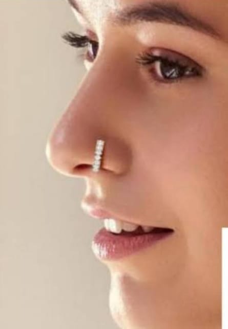 Buy Glee Jewells Saniya Mirza 14kt Yellow Gold Zircone Nose Ring/Nath at  Amazon.in
