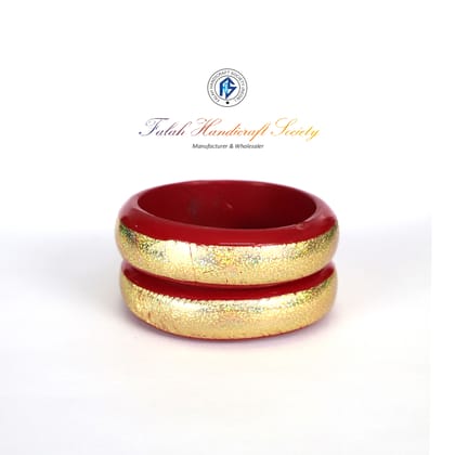 FHS traditional Rajasthani Handmade Round Shape Lac Bangles - Red