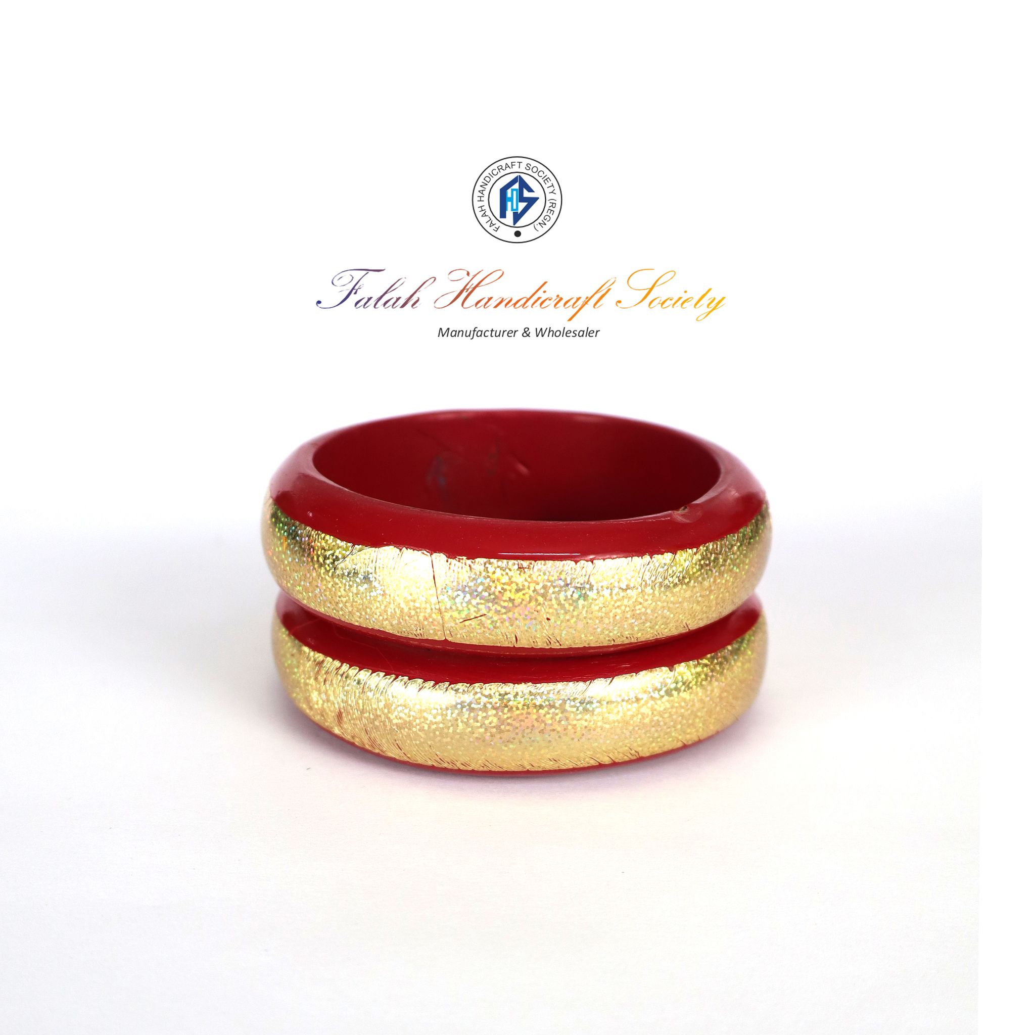 FHS traditional Rajasthani Handmade Round Shape Lac Bangles - Red