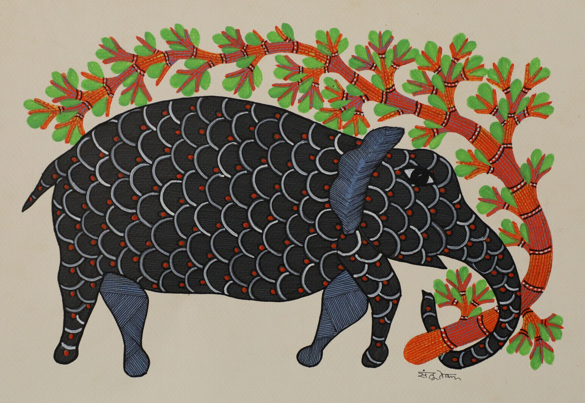 Tribes India Handmade Gond Paper Painting