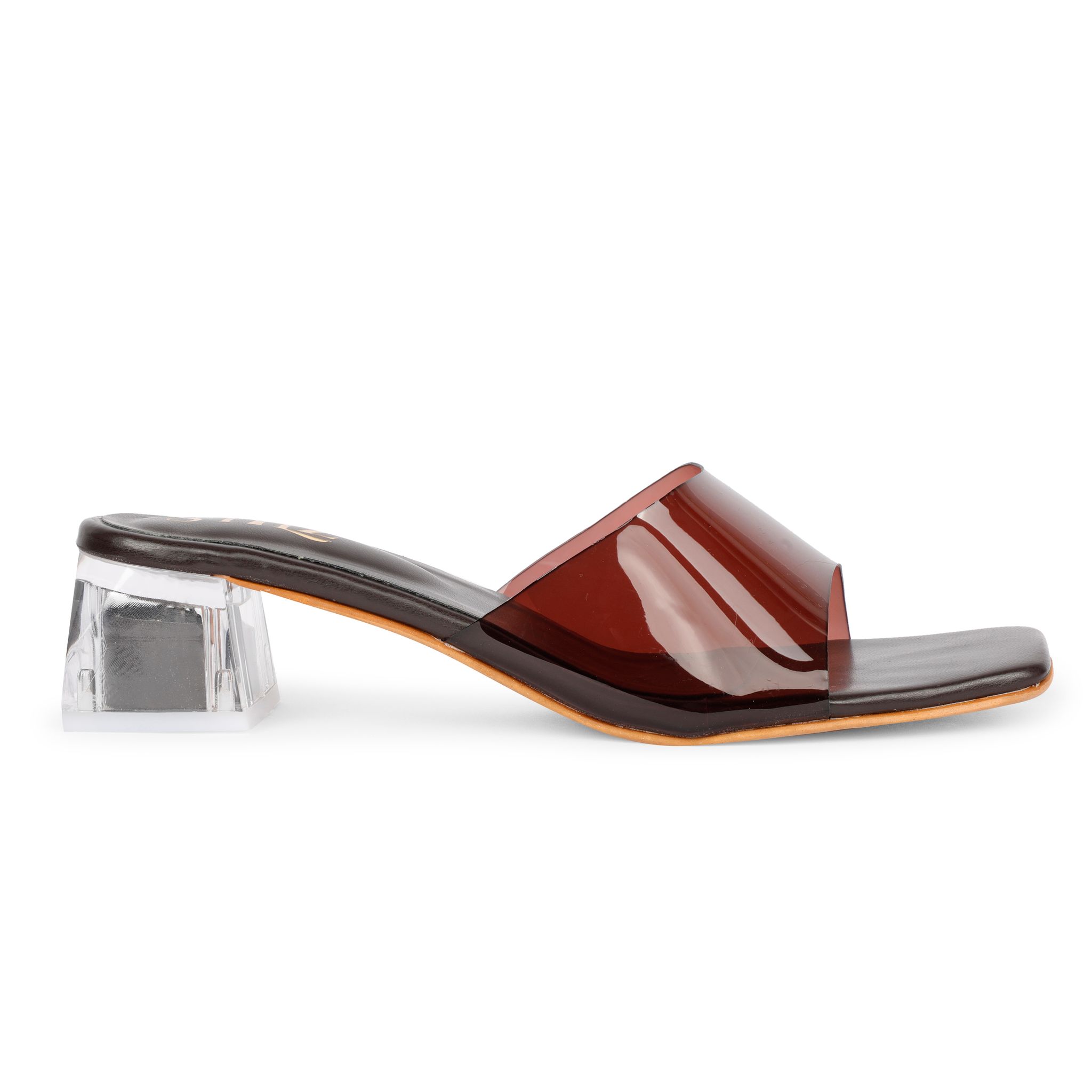 STYLZINDIA Women's Transparent Block Heel - Brown