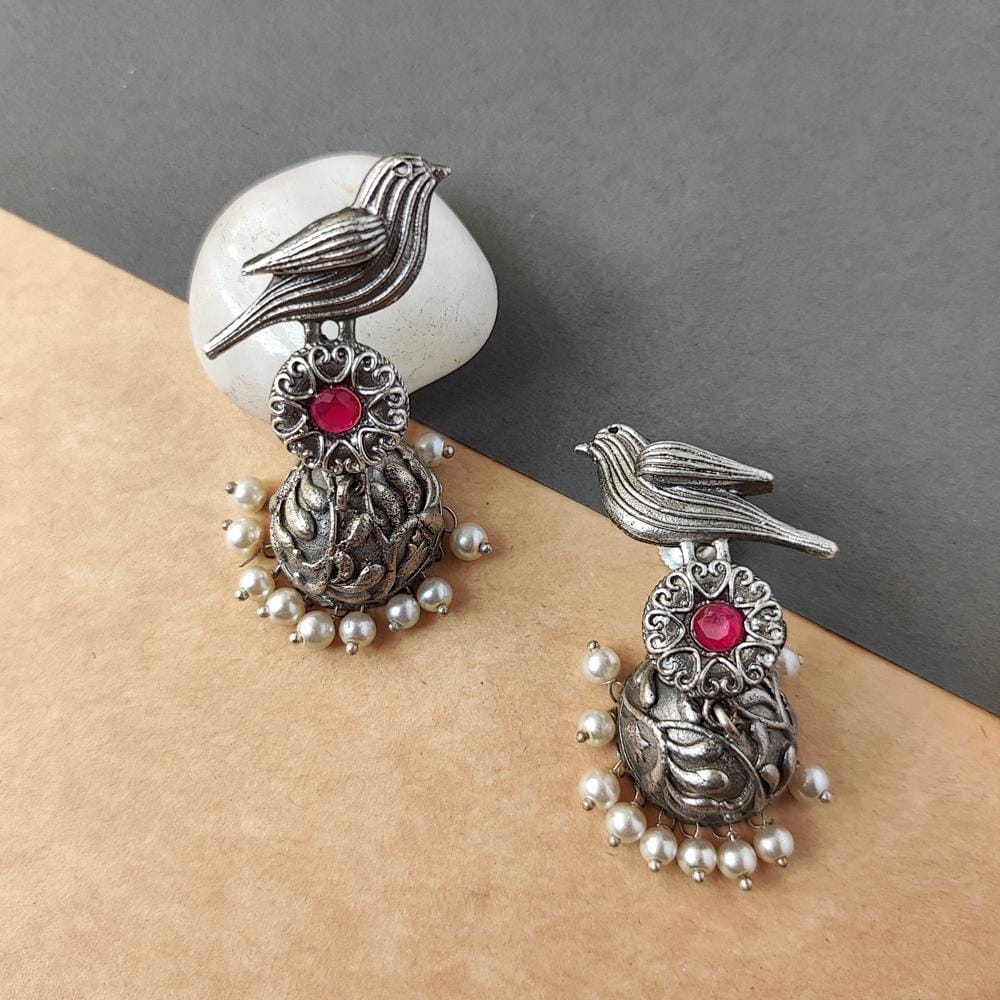 Beautiful Silver Look Alike Peacock Jhumka Earring For Women And Girls