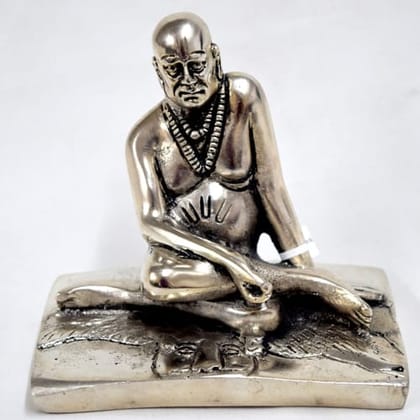 Shree Swami Samarth Idol Sitting Statue Silver Polish