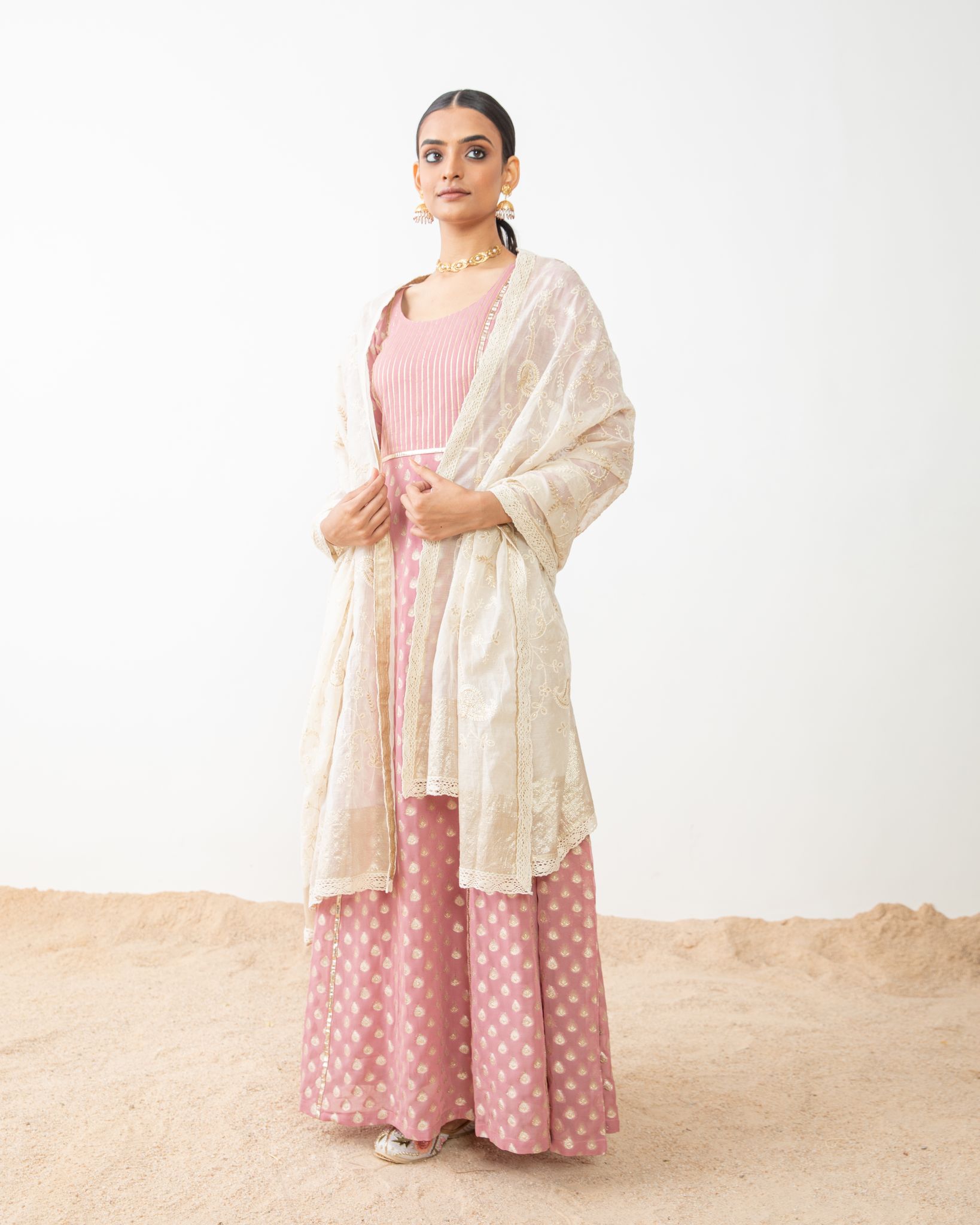 Pesli Jaal Embroidered Chanderi Dupatta