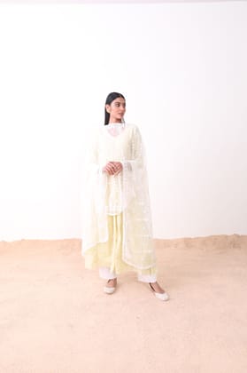 White Krosiya Border Chiffon Dupatta