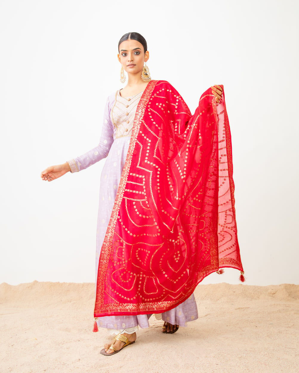 Badla Self Embroidered Viscose Organza Dupatta