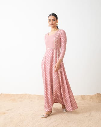 Onion Pink Badla Butti Georgette Anarkali