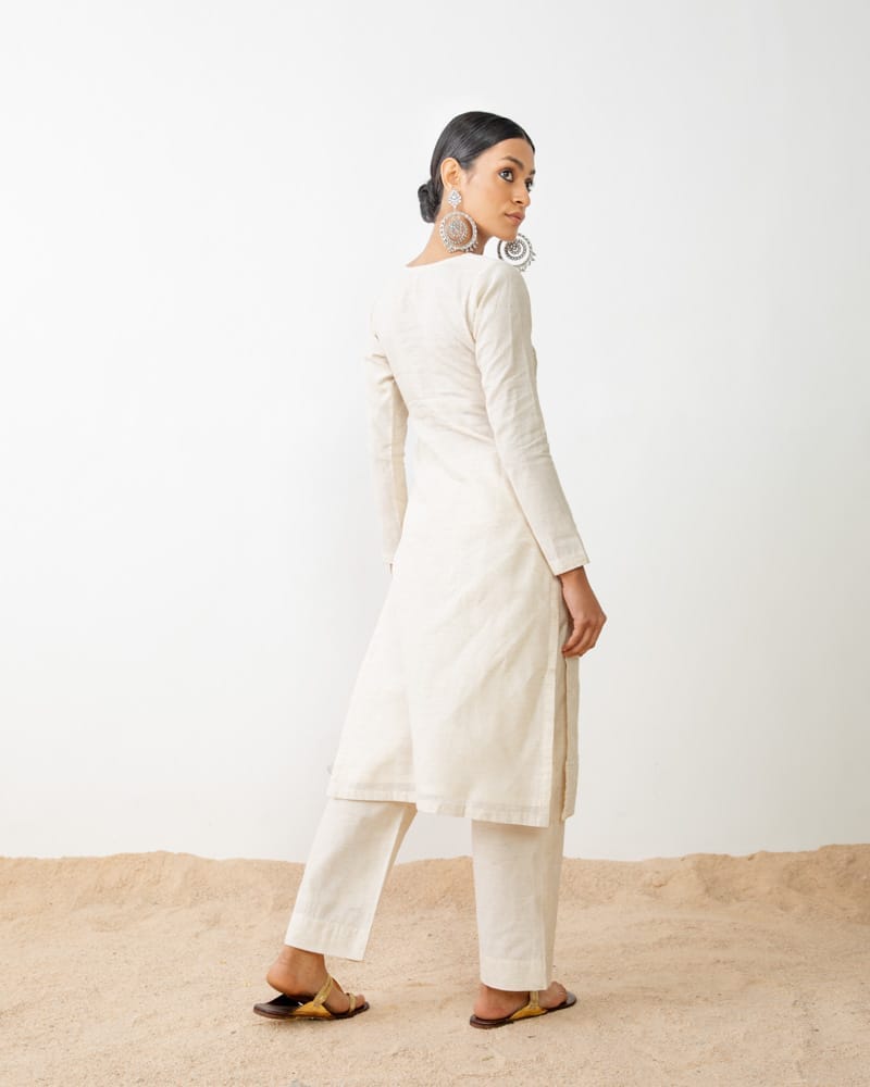 Offwhite Jute Chanderi Pant