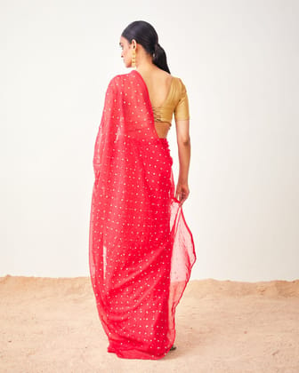 Georgette Foil Dot Print Saree