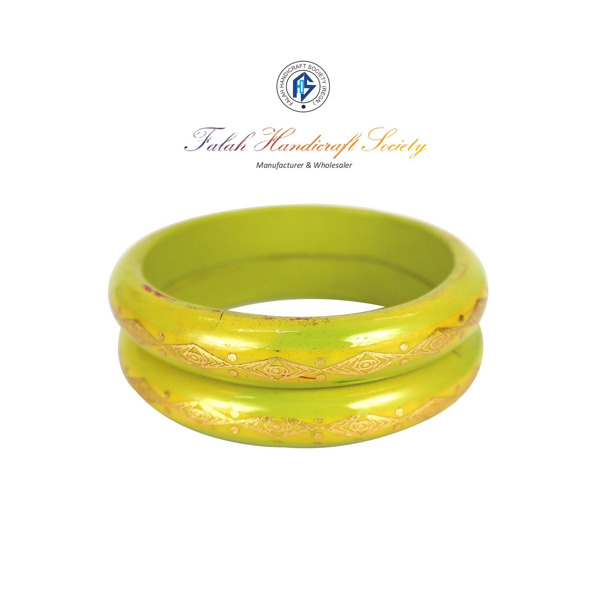 FHS Rajasthani  Design   Lac Bangles Set - Parrot Green