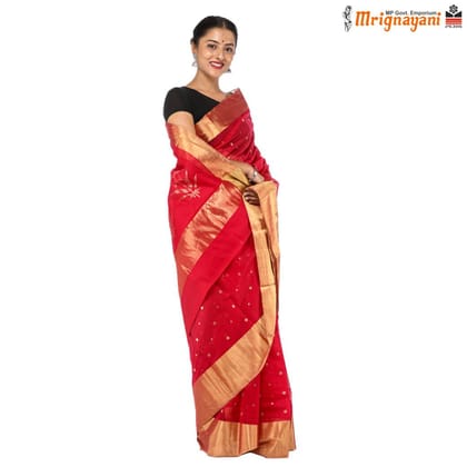 HANDLOOM CHANDERI SILK SAREE WITH BLOUSE (SKU - 1SC104310522, SAREE - 1028)