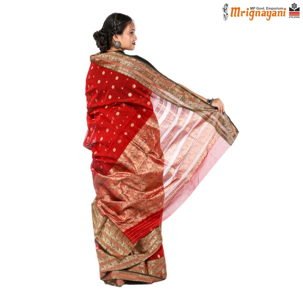 HANDLOOM CHANDERI SILK SAREE WITH BLOUSE(SKU - 1SC204280621, SAREE - 1010)