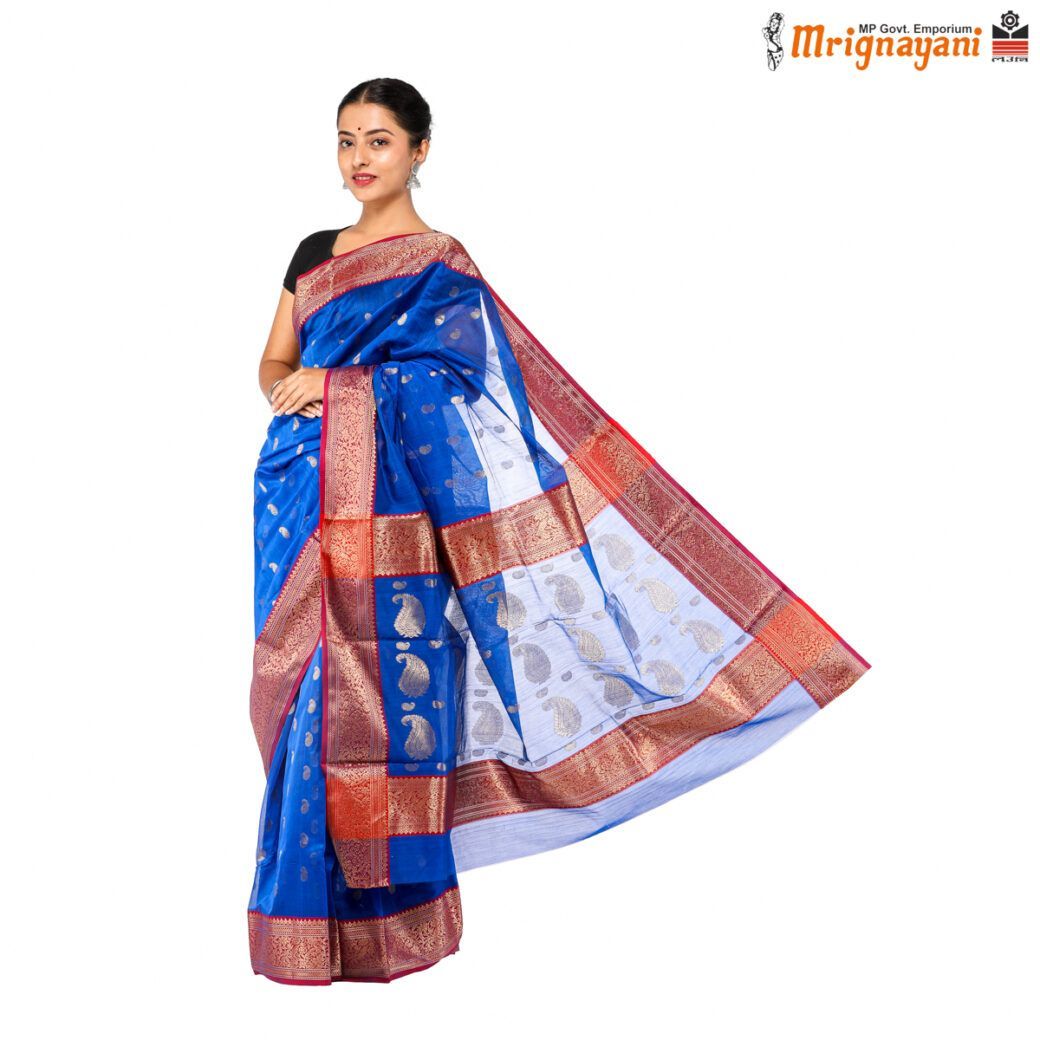 HANDLOOM CHANDERI SILK SAREE WITH BLOUSE (SKU - 1SC103151121, SAREE - 1002)