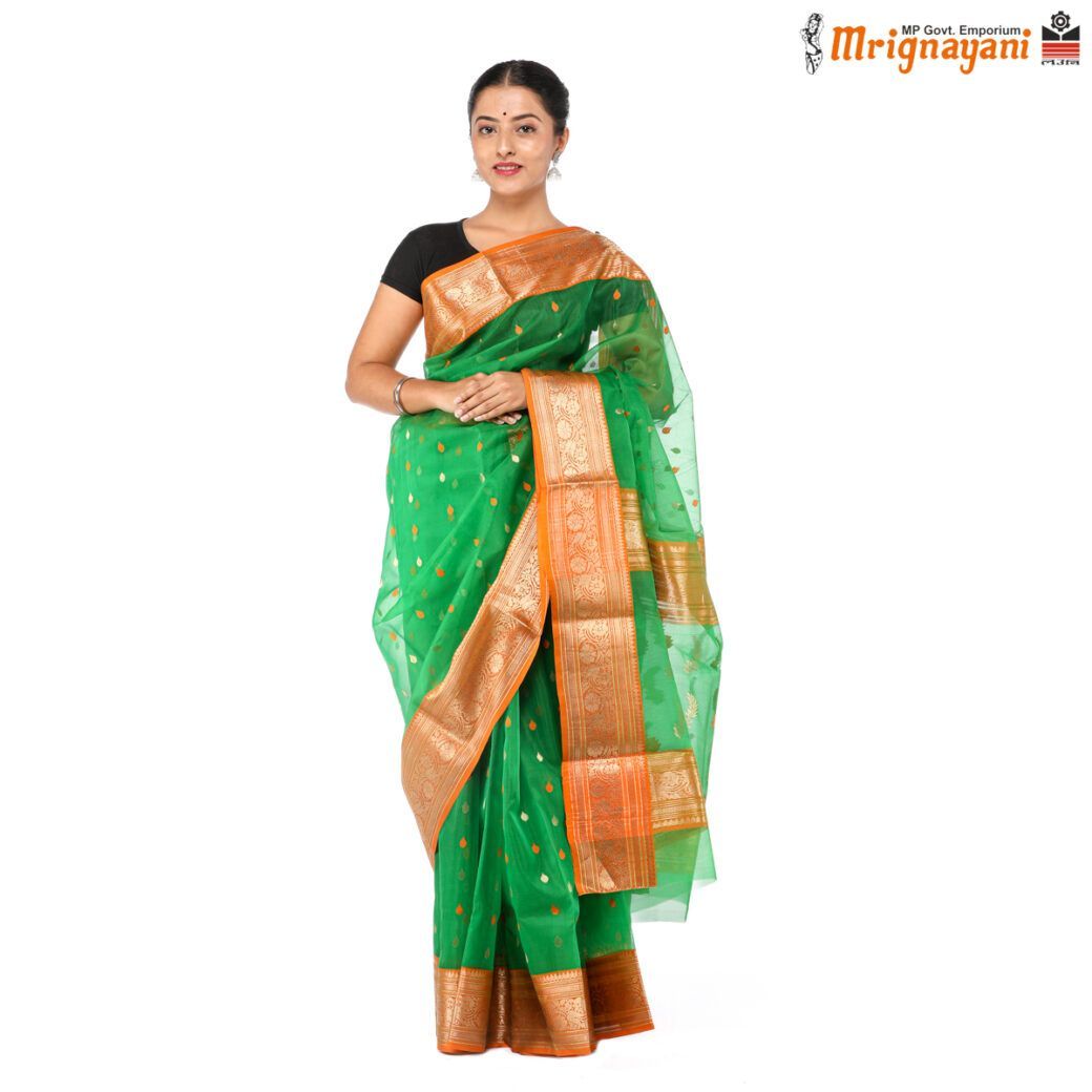 HANDLOOM CHANDERI SILK PARTY WEAR SAREE WITH BLOUSE ( SKU - 1SC112310522, SAREE - 1004 )