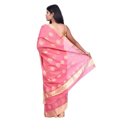 HANDLOOM CHANDERI SAREE- MERCERISED(COTTON+SILK MIX) WITH BLOUSE (SKU - 1SC102050620 SAREE- 91)