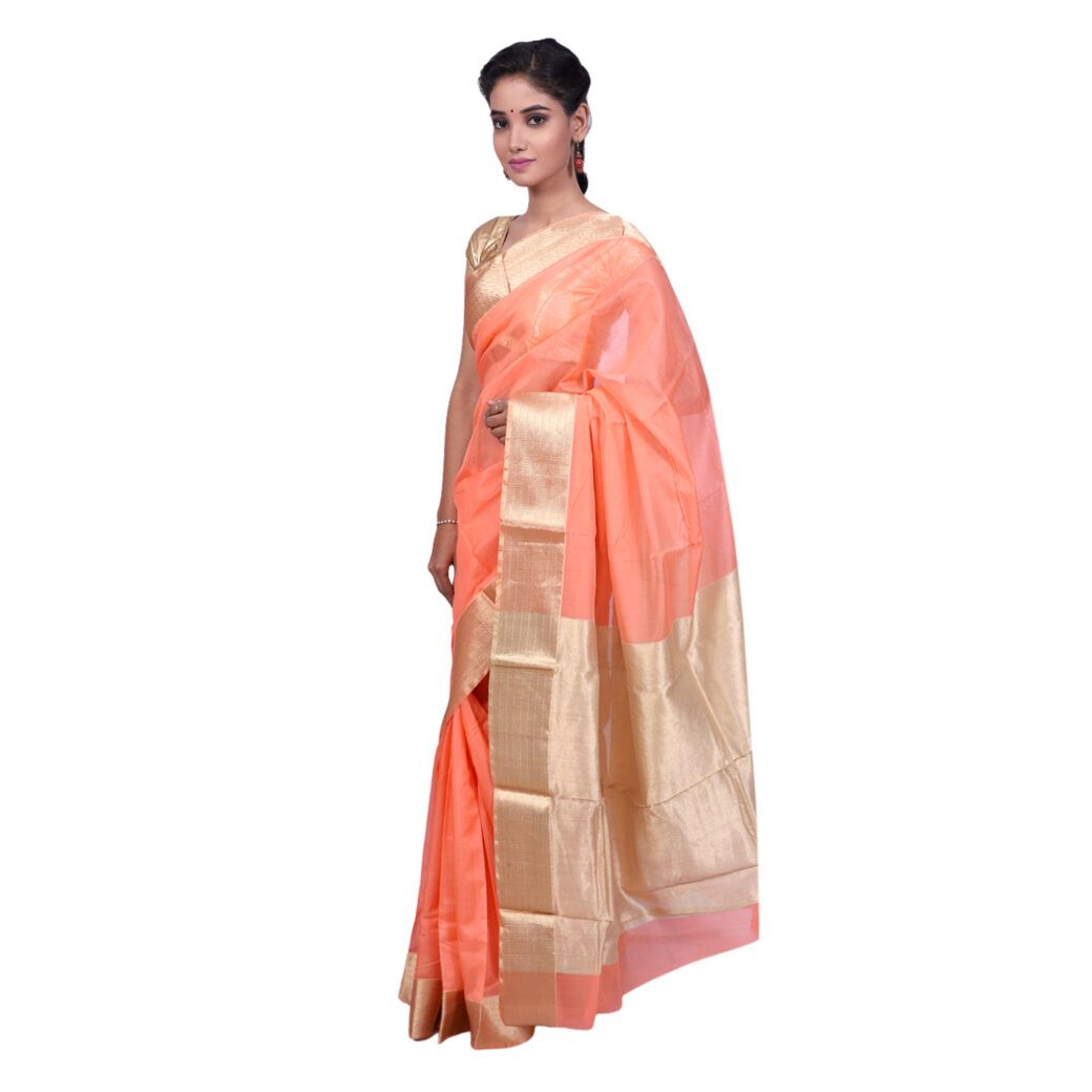 HANDLOOM CHANDERI SAREE- MERCERISED(COTTON+SILK MIX) WITH BLOUSE (SKU - 1SC103080120 SAREE- 82)