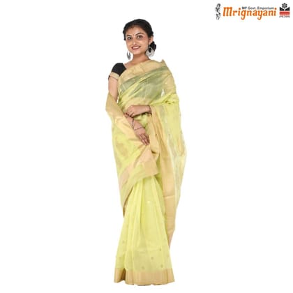 HANDLOOM CHANDERI SILK SAREE WITH BLOUSE (SKU - 1SC101140422, SAREE - 1025)