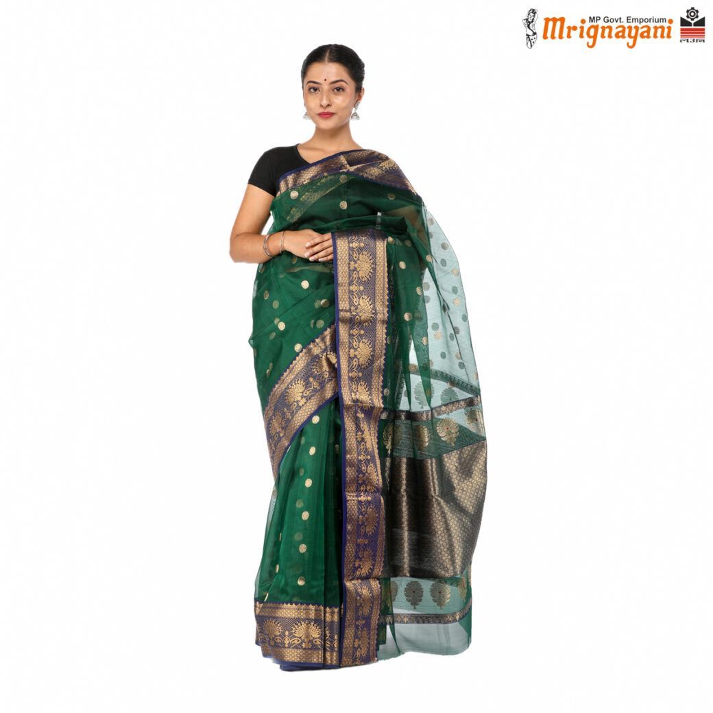 HANDLOOM CHANDERI SILK SAREE WITH BLOUSE (SKU -SC201130122, SAREE - 10121)