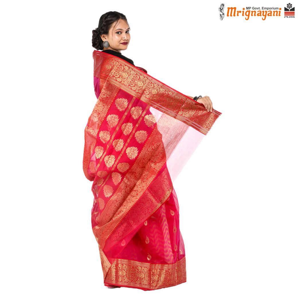 HANDLOOM CHANDERI SILK SAREE WITH BLOUSE (SKU - 1SC112310522, SAREE - 1006)