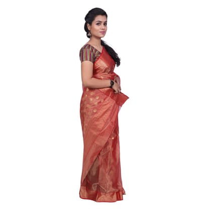 HANDLOOM CHANDERI SAREE- TISSU (ZARI+SILK MIX) WITH BLOUSE (SKU - 1SC203080621 SAREE- 53)