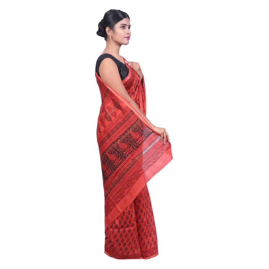 HANDLOOM CHANDERI SAREE- MERCERISED(COTTON+SILK MIX) WITH BLOUSE (SKU - 1SCB03260221 SAREE- 93)