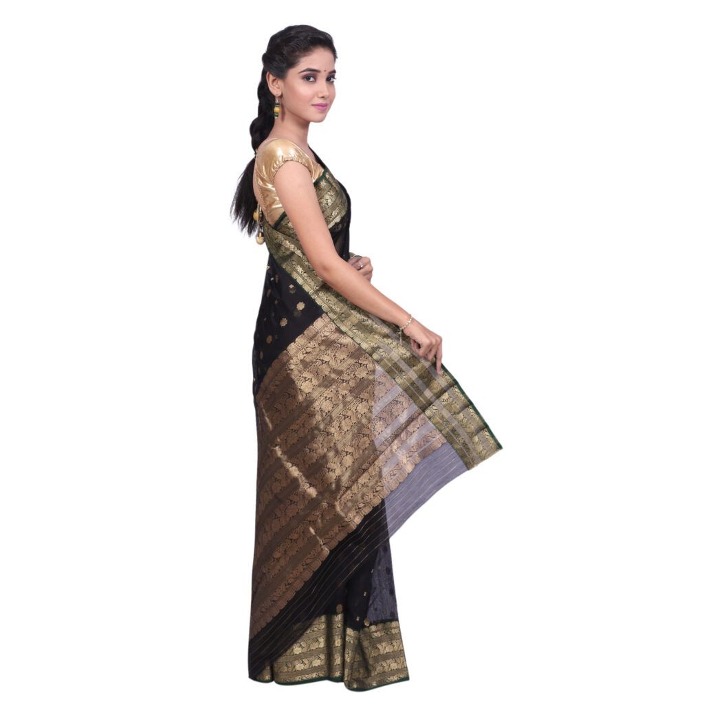 HANDLOOM CHANDERI SAREE- MERCERISED(COTTON+SILK MIX) WITH BLOUSE (SKU - 1SC202280621 SAREE- 90)