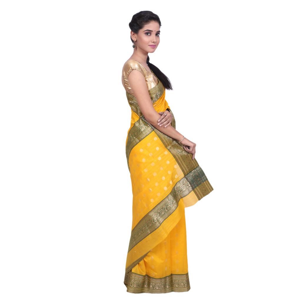 HANDLOOM CHANDERI SAREE- MERCERISED (COTTON+SILK MIX) WITH BLOUSE (SKU - 1SC204080620 SAREE- 52)