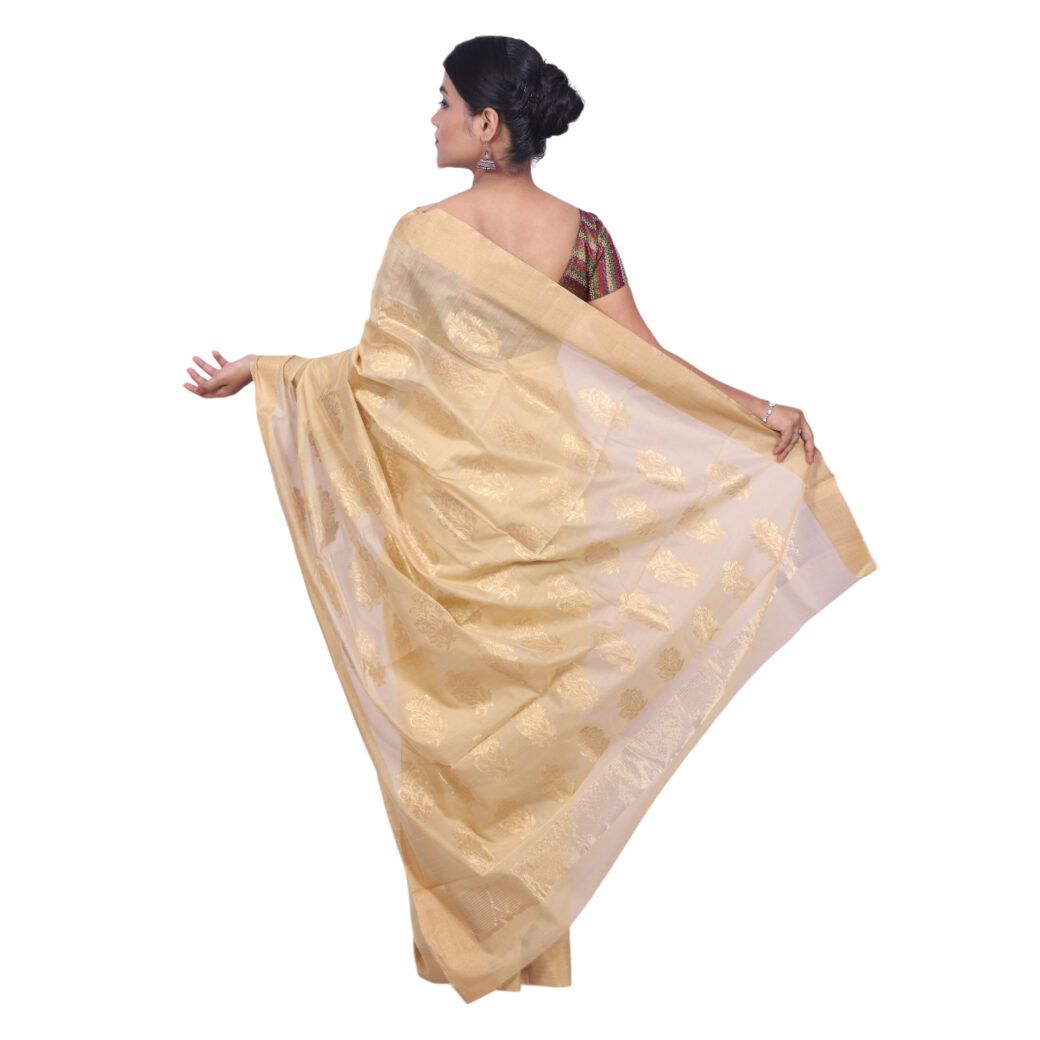 HANDLOOM CHANDERI SAREE- MERCERISED(COTTON+SILK MIX) WITH BLOUSE (SKU - 1SC103011220 SAREE- 72)