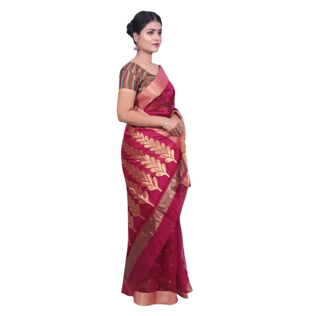 HANDLOOM CHANDERI SAREE- MERCERISED(COTTON+SILK MIX) WITH BLOUSE (SKU - 1SC101051220 SAREE- 67)