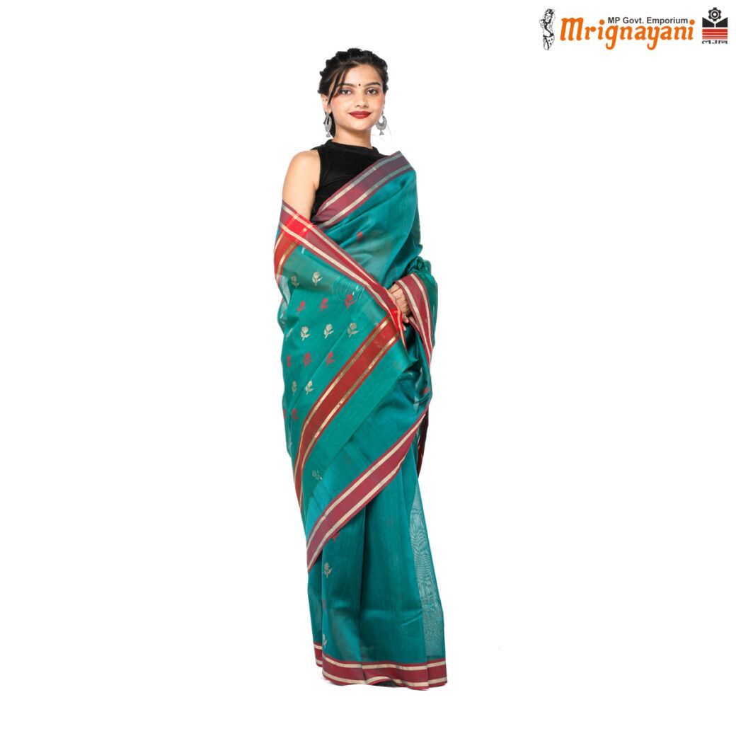 HANDLOOM CHANDERI SILK SAREE WITH BLOUSE (SKU - 1SC103310522, SAREE-1089)